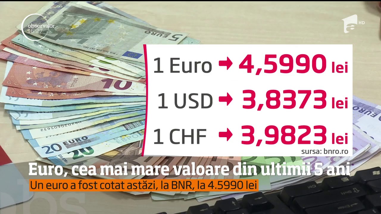 Leul slabeste puternic fata de Euro