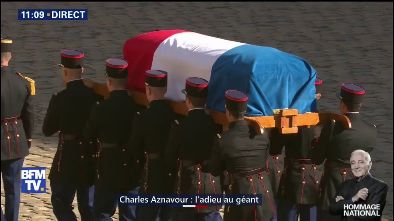 Imagini emotionante la funeraliile lui Charles Aznavour